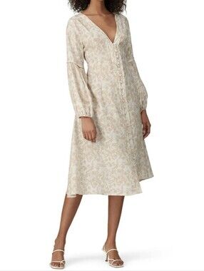 Sancia Maryse Pink And Cream Floral Button Front Dress Size Small